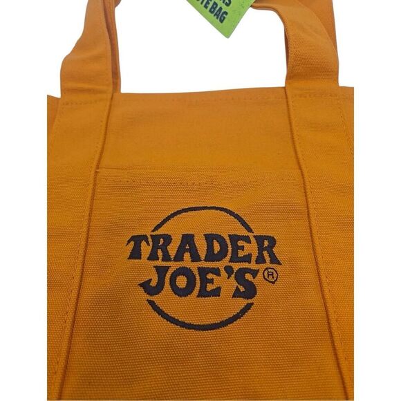 Trader Joe’s Orange Mini Tote Canvas Bag, Limited Edition - Picture 3 of 4